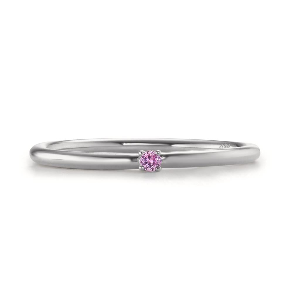 Beisteckring Silber Zirkonia pink, 2 mm rhodiniert