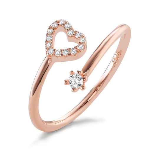 Bague Argent Zircone 15 Pierres rosé Plaqué or Coeur