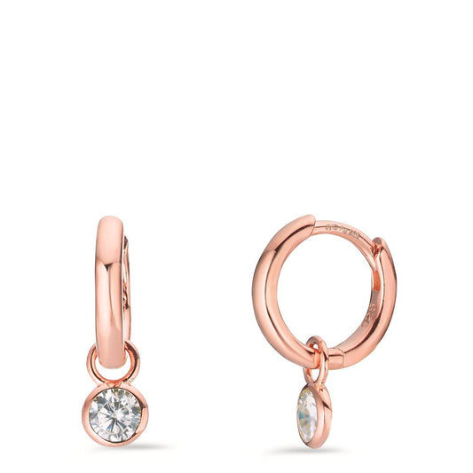 Orecchini circolari Argento Zirconia 2 pietra rosa dorato