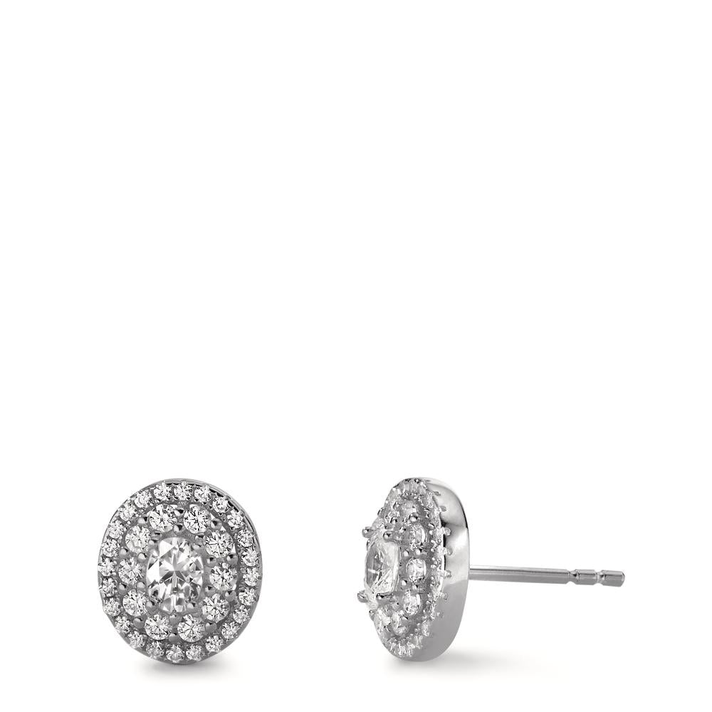 Clous d'oreilles Argent Zircone Rhodié Ø9.5 mm