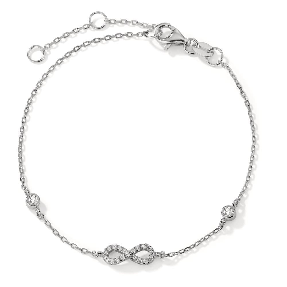 Bracelet Argent Zircone Rhodié Infini 16-19 cm