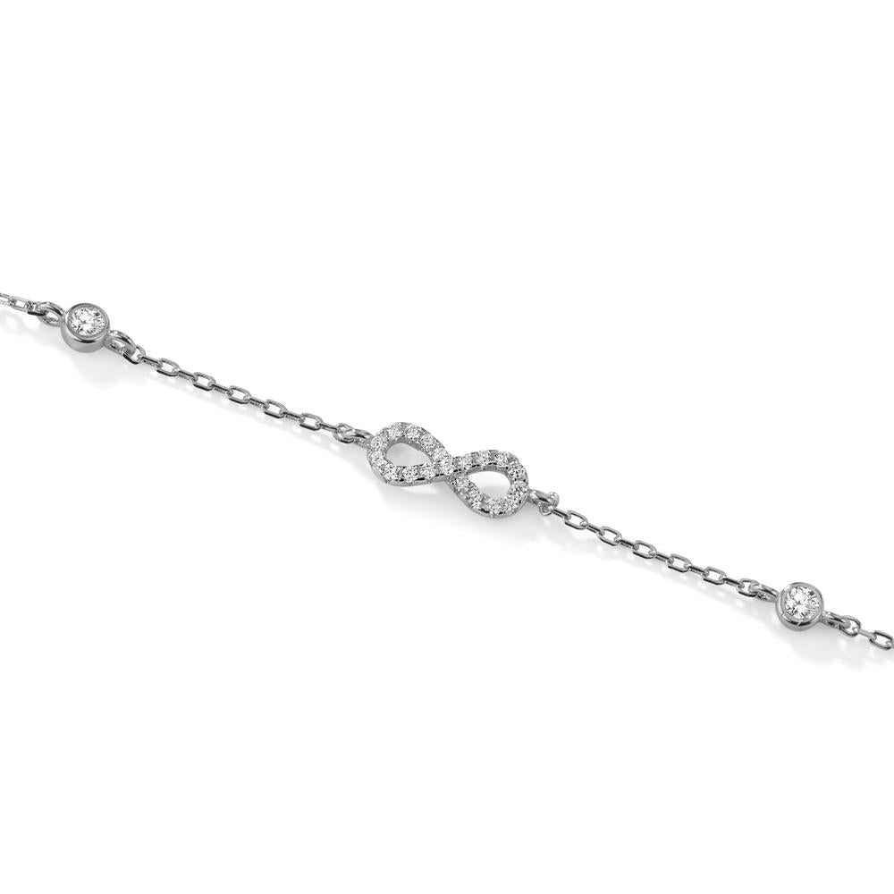 Bracelet Argent Zircone Rhodié Infini 16-19 cm