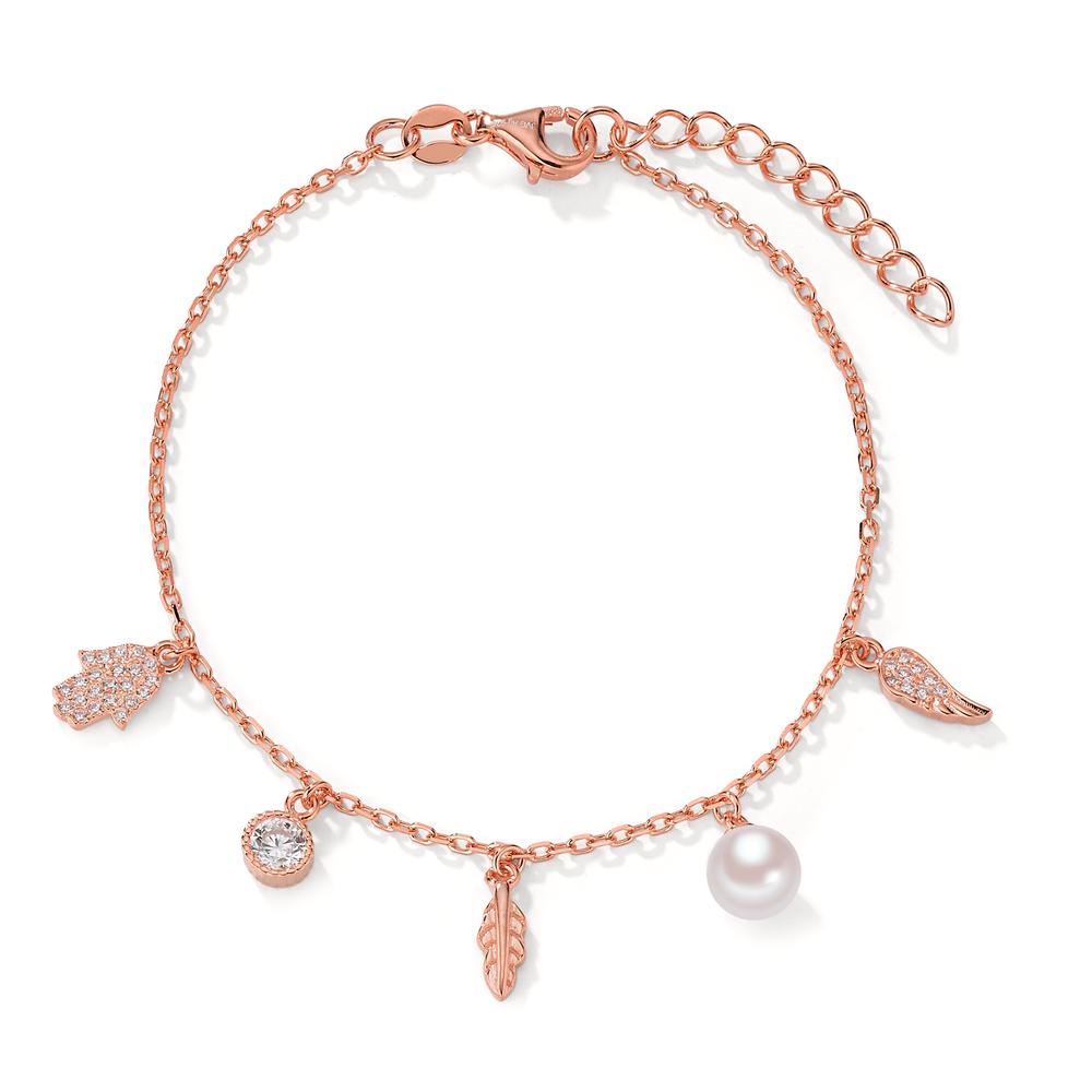 Armband Silber Zirkonia rosé vergoldet shining Pearls verstellbar