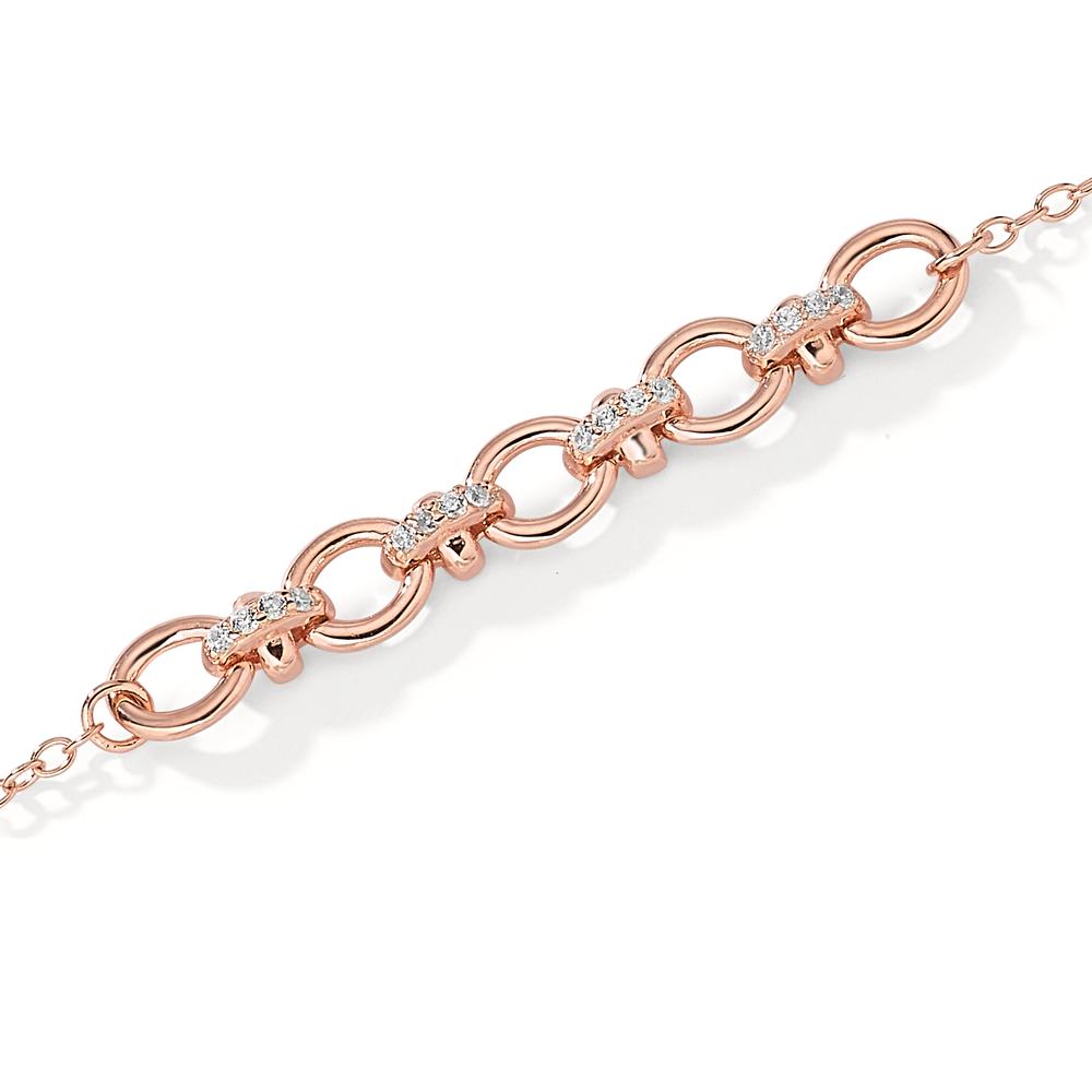 Bracelet Argent Zircone 16 Pierres rosé Plaqué or 16-19 cm