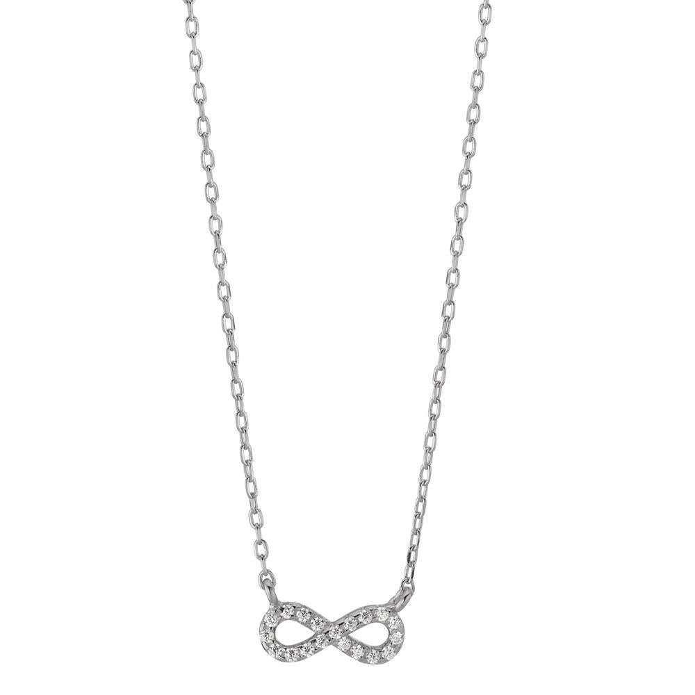 Collier Argent Zircone 19 Pierres Rhodié Infini 40-45 cm