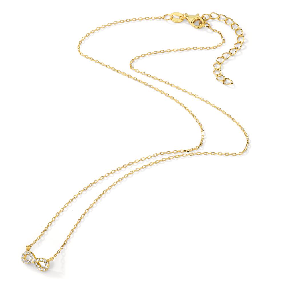 Collier Argent Zircone 19 Pierres jaune Plaqué or Infini 40-45 cm