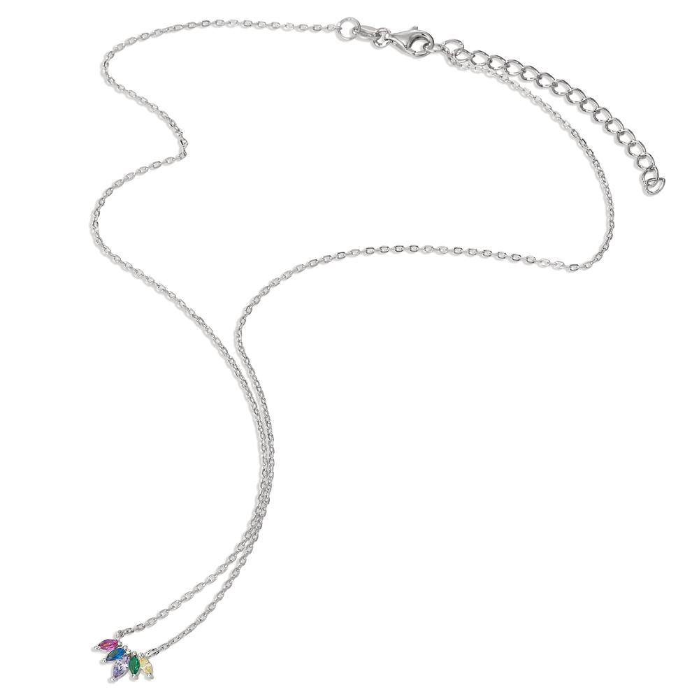 Collana Argento Zirconia 5 pietra dorato 40-45 cm