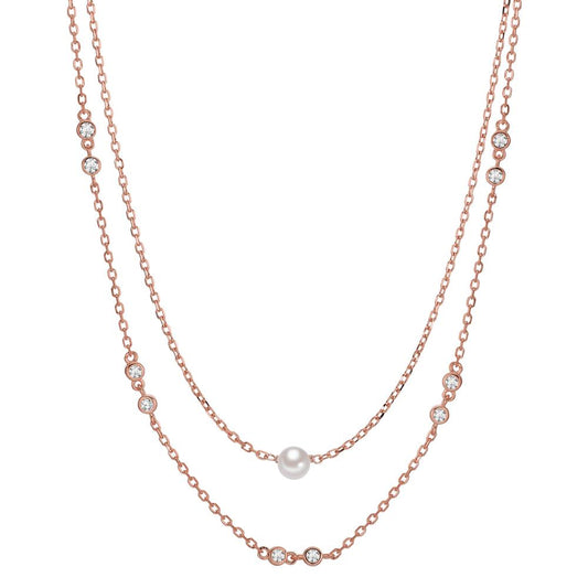 Collier Argent Zircone 10 Pierres rosé Plaqué or 40-45 cm