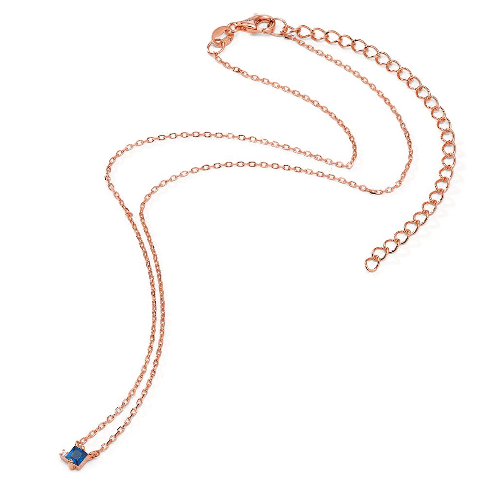 Collier Argent Zircone 2 Pierres rosé Plaqué or 35-43 cm