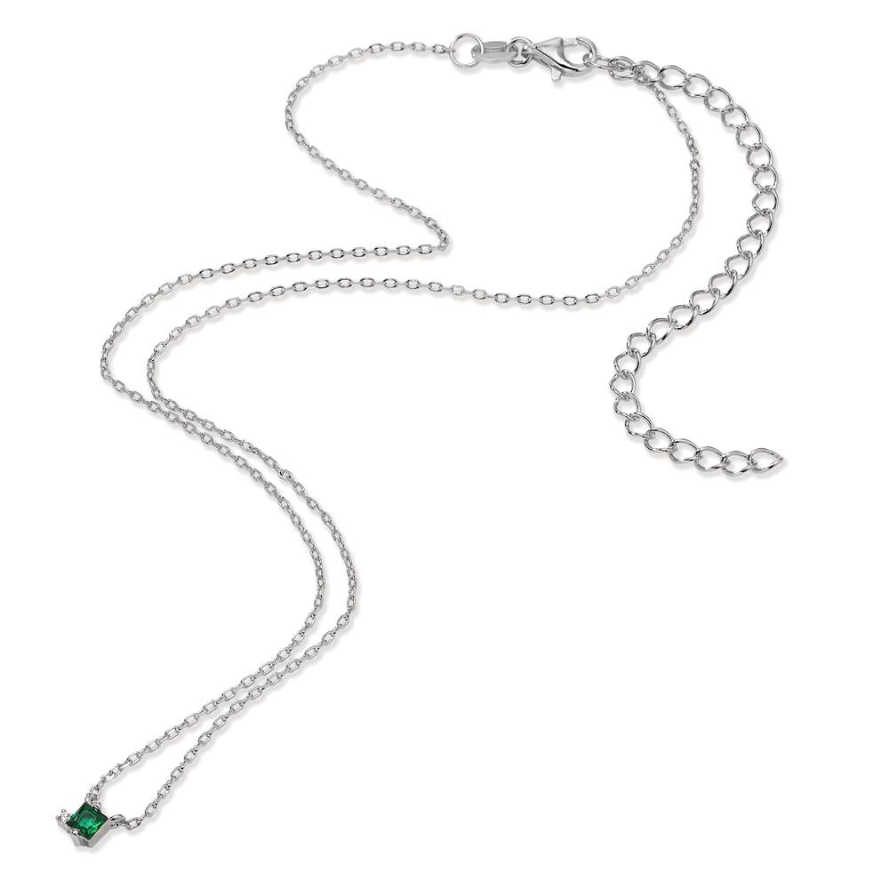 Collier Argent Zircone 2 Pierres Rhodié 35-43 cm