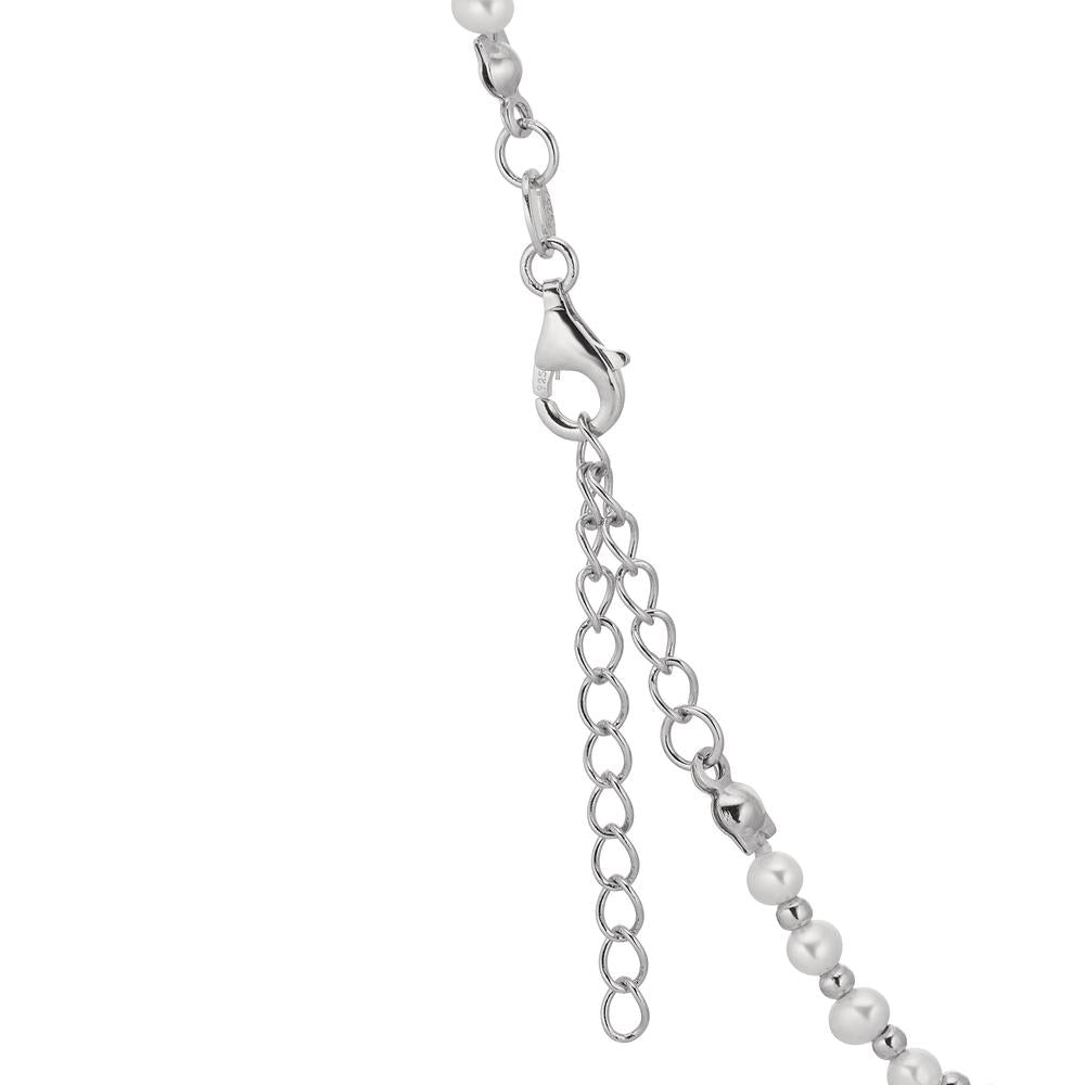 Collana Argento Zirconia rodiato Perla coltivata d'acqua dolce 36-41 cm