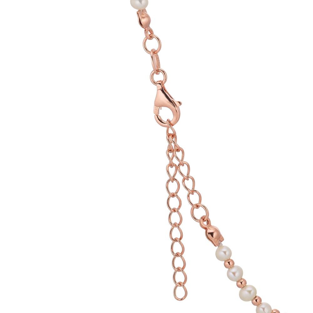 Collier Argent Zircone rosé Plaqué or perle d'eau douce 36-41 cm