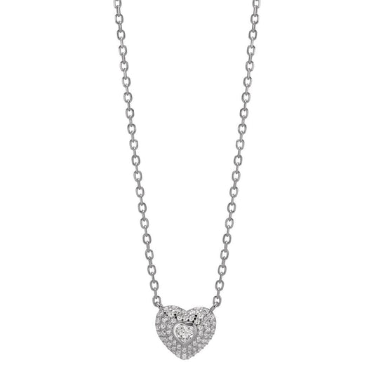 Collana Argento Zirconia rodiato Cuore 38-43 cm Ø10 mm