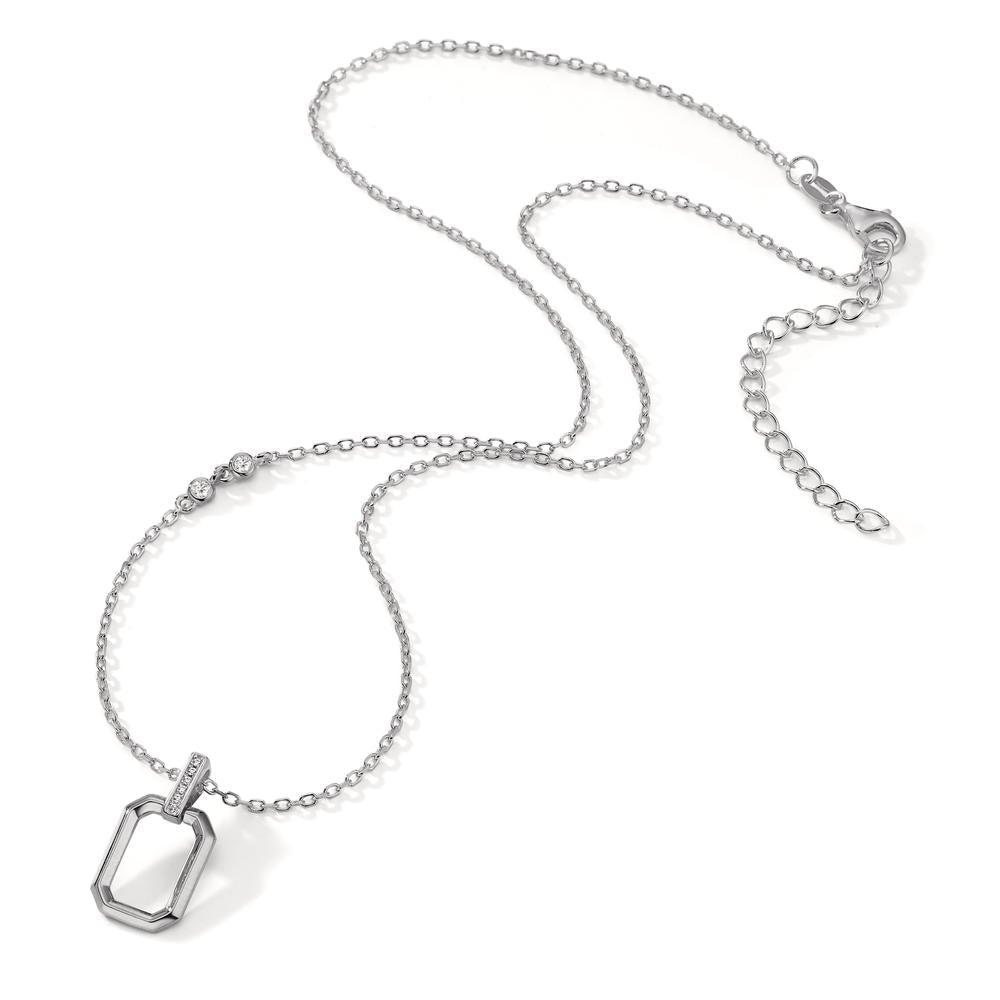 Collier Silber Zirkonia 8 Steine rhodiniert verstellbar