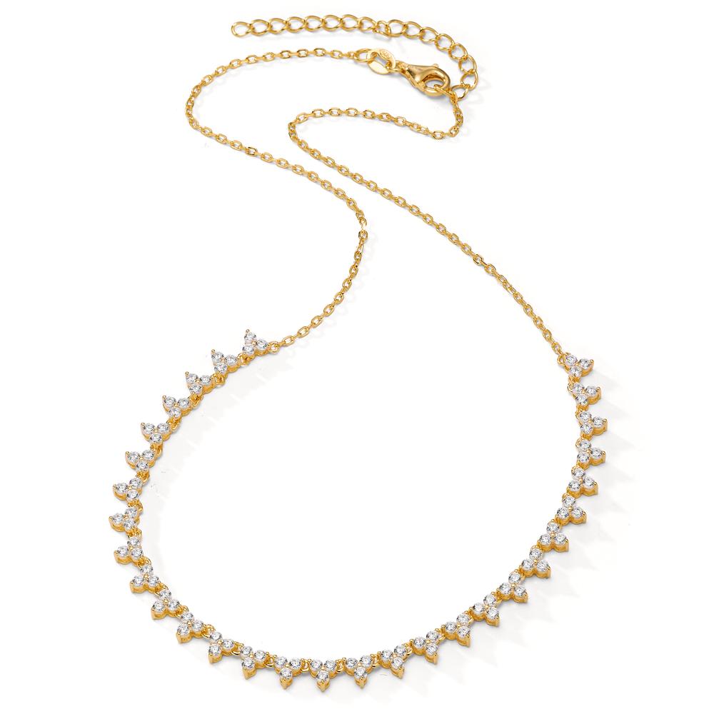 Collier Argent Zircone 90 Pierres jaune Plaqué or 36-41 cm