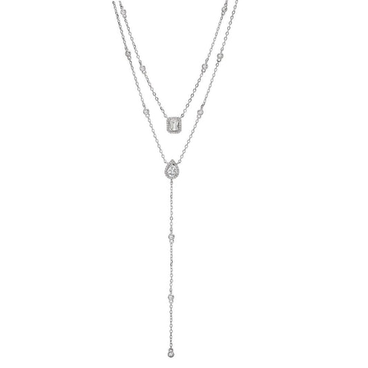 Collana Argento Zirconia rodiato 40-45 cm