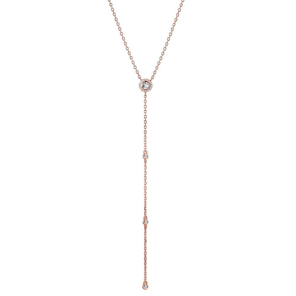 Collana Argento Zirconia rosa dorato 40-45 cm