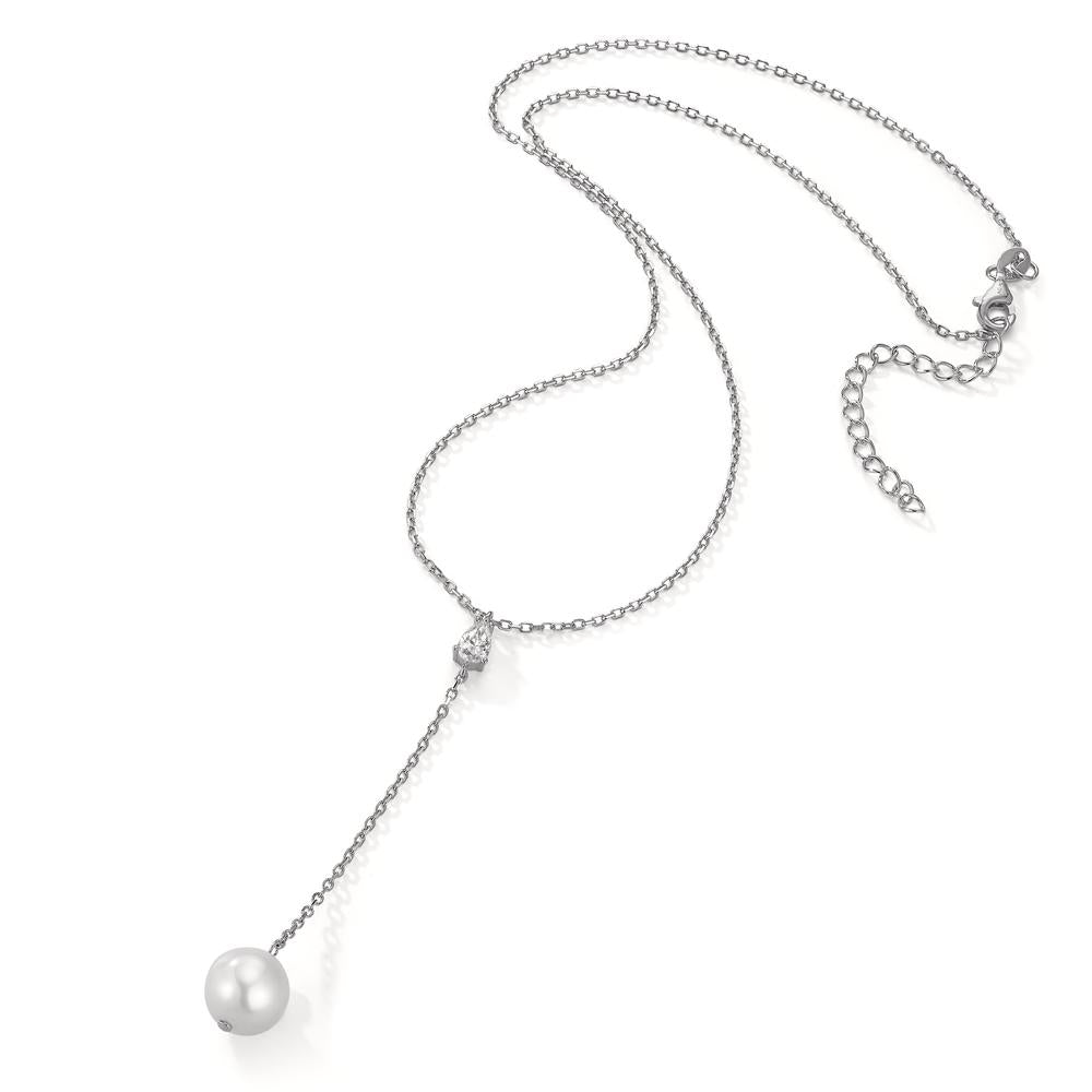 Collana Argento Zirconia rodiato Perla coltivata d'acqua dolce 40-45 cm