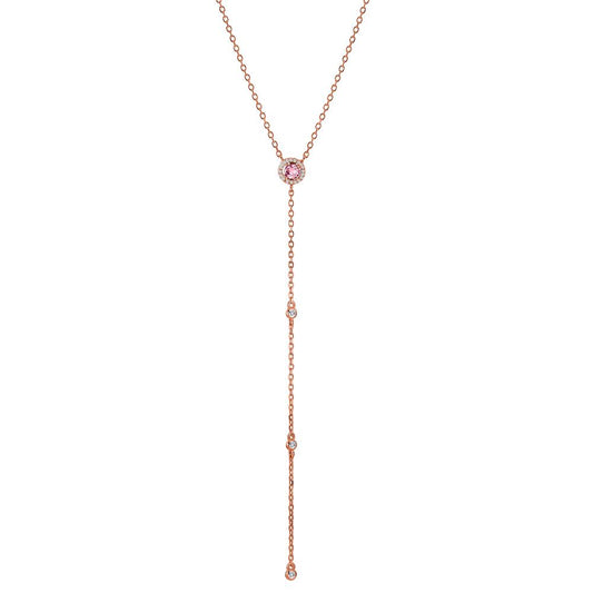 Collier Argent Zircone rosé Plaqué or 40-45 cm