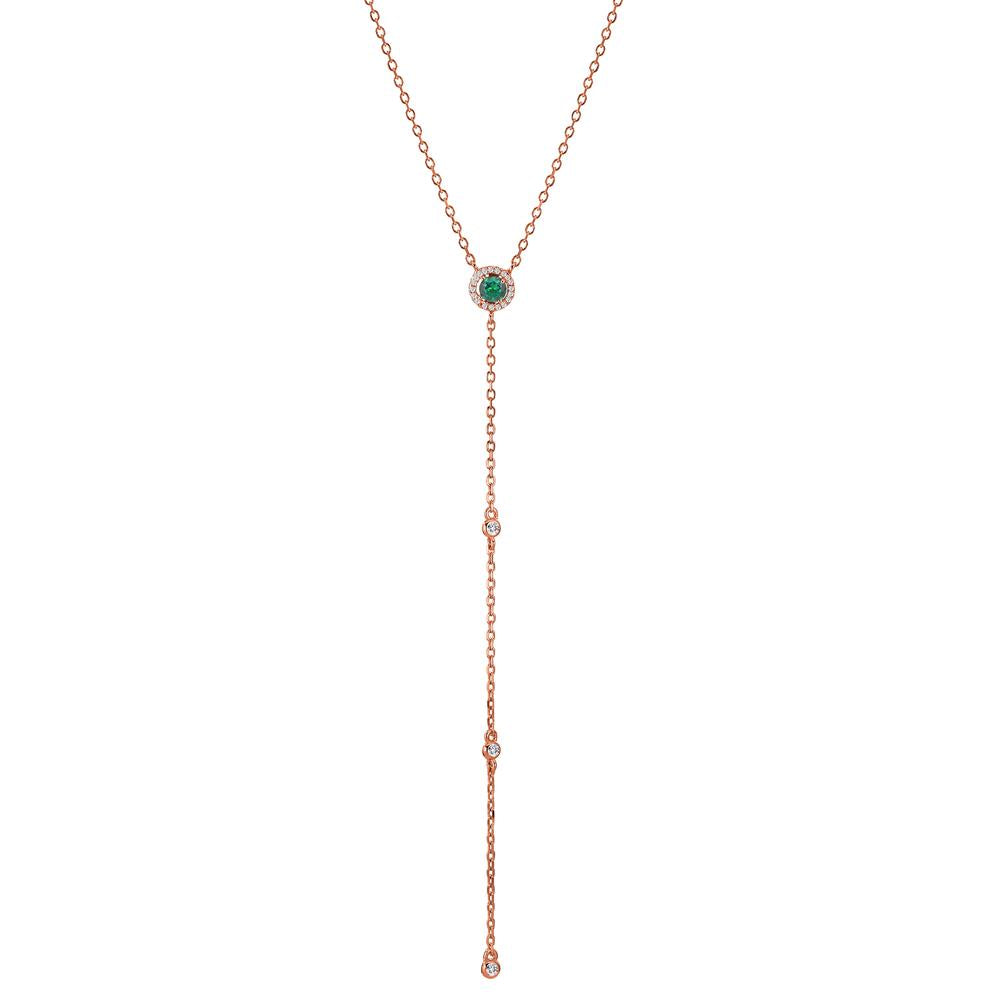 Collier Argent Zircone rosé Plaqué or 40-45 cm