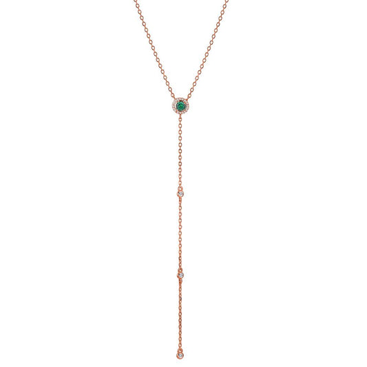 Y-Collier Silber Zirkonia rosé vergoldet verstellbar