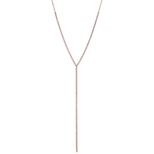 Y-Collier Silber Zirkonia rosé vergoldet verstellbar