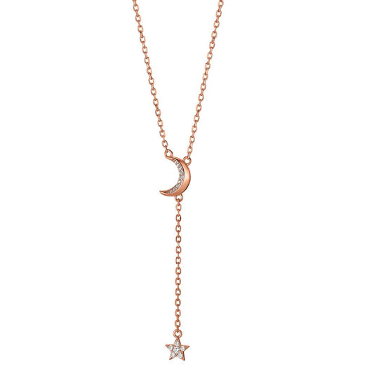 Collana Argento Zirconia rosa dorato Luna 40-45 cm