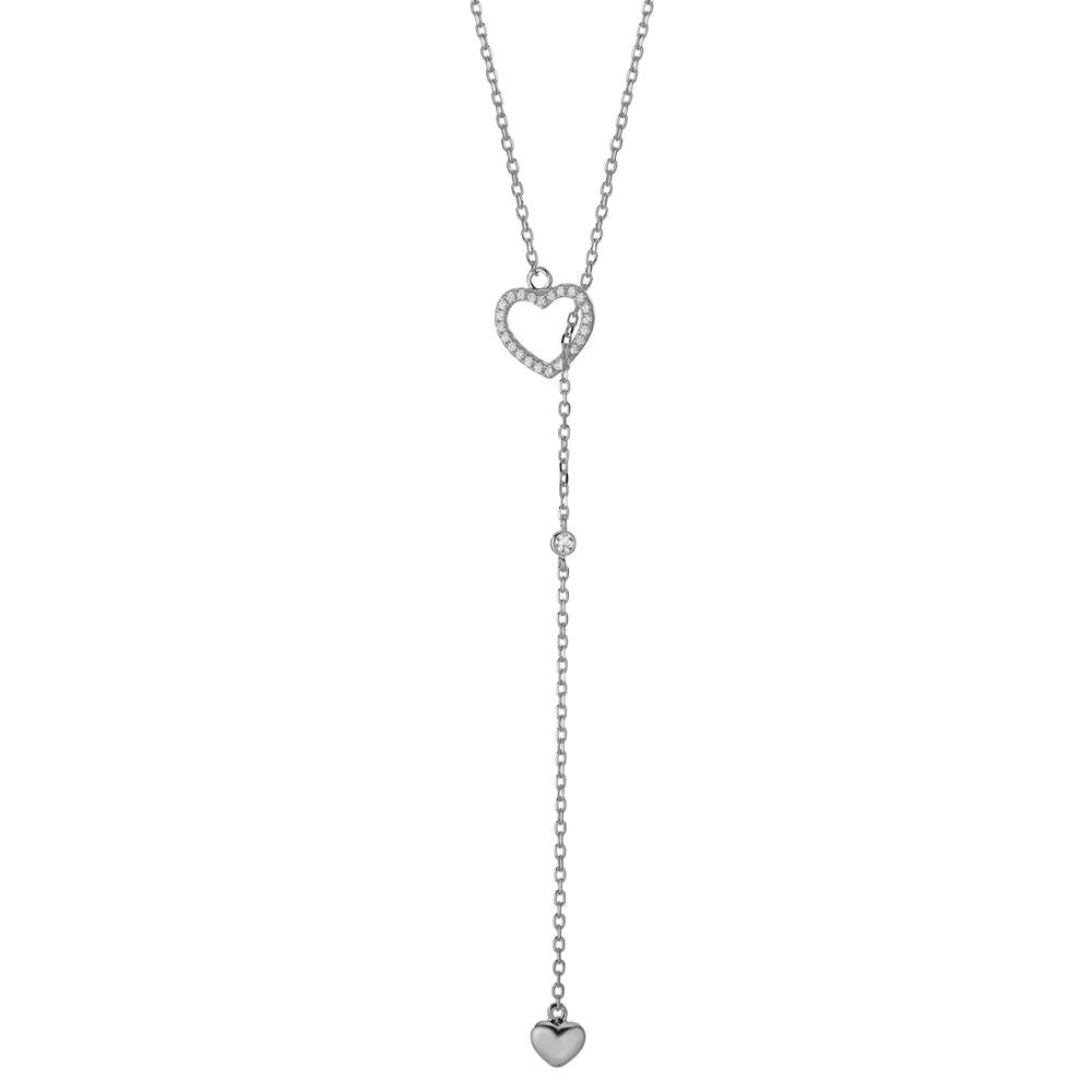 Collana Argento Zirconia rodiato Cuore 40-45 cm