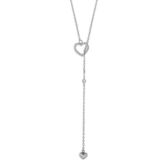 Collana Argento Zirconia rodiato Cuore 40-45 cm