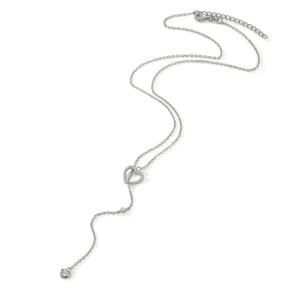 Collana Argento Zirconia rodiato Cuore 40-45 cm