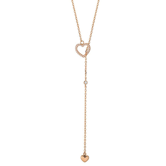 Collier Argent Zircone rosé Plaqué or Coeur 40-45 cm