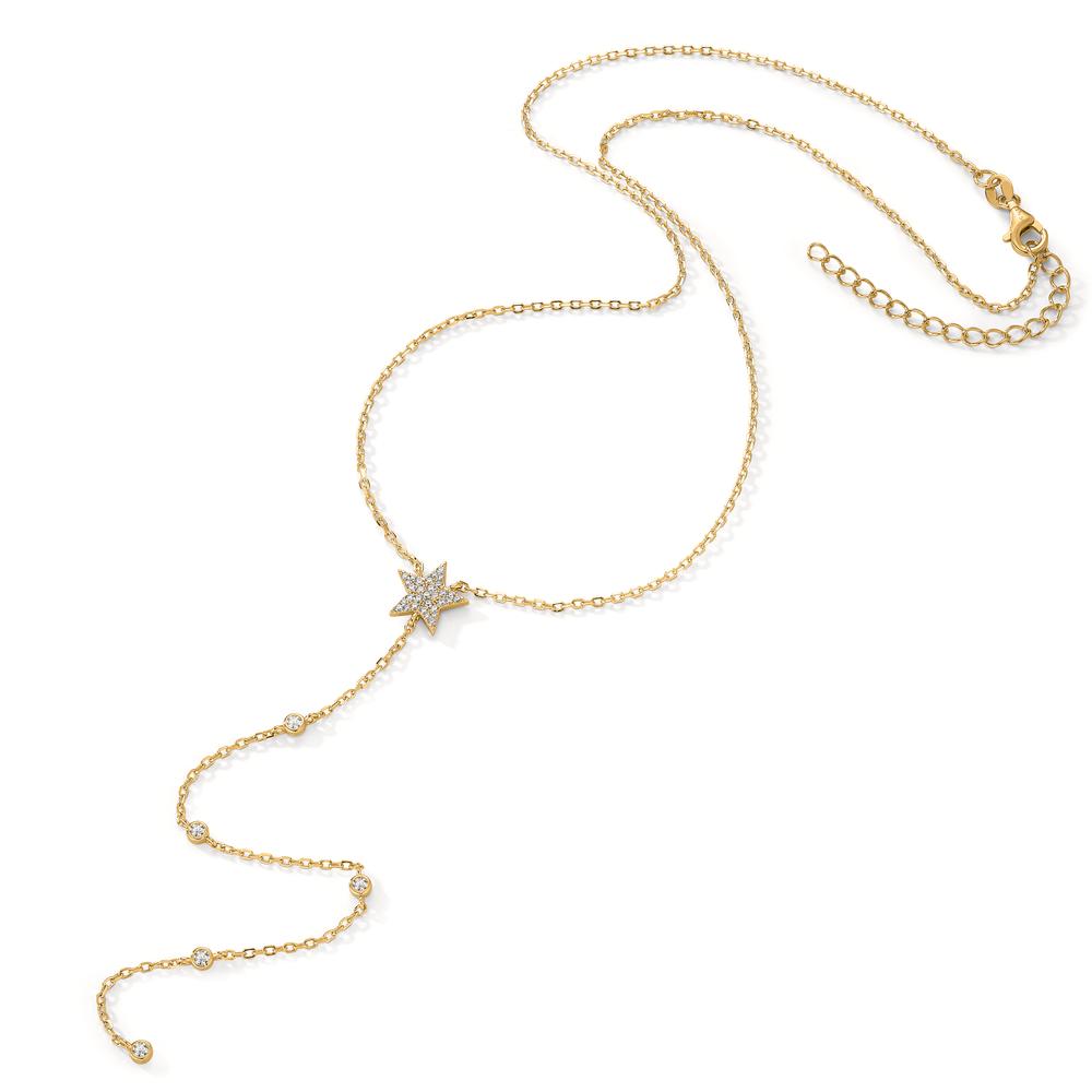 Collier Argent Zircone jaune Plaqué or Étoile 41-46 cm