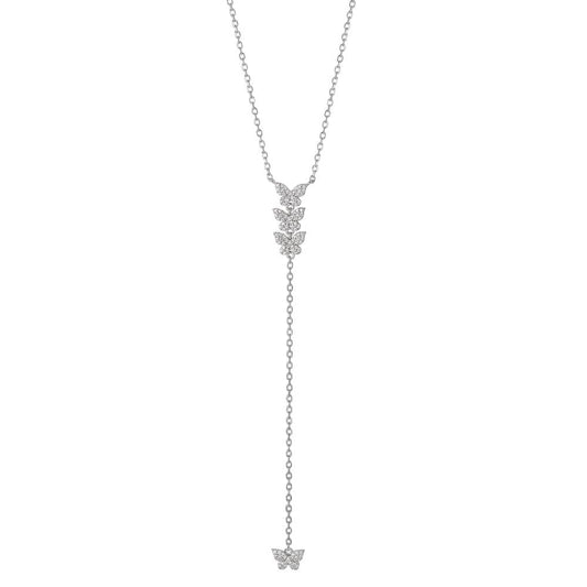 Collana Argento Zirconia rodiato Farfalla 40-45 cm