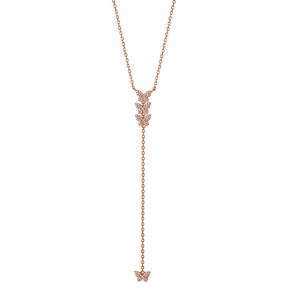 Y-Collier Silber Zirkonia rosé vergoldet Schmetterling verstellbar