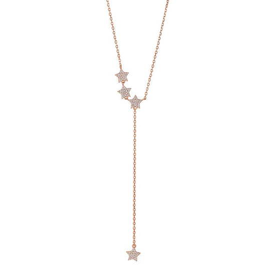 Collier Argent Zircone rosé Plaqué or Étoile 40-45 cm