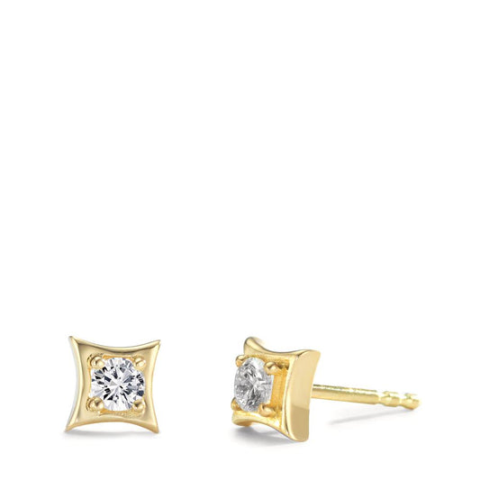 Clous d'oreilles Or jaune 18K Diamant 0.20 ct, 2 Pierres, w-si