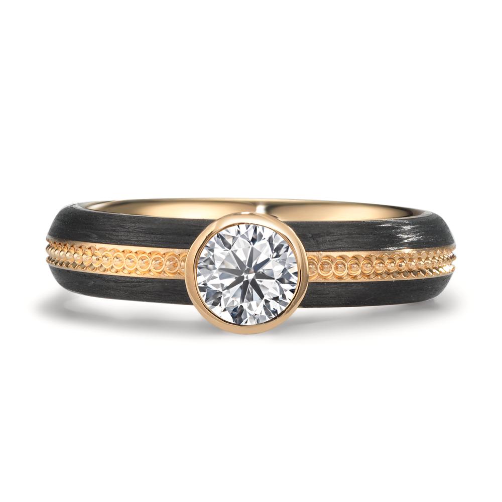 Bague Or rose 18K, Carbone Diamant 0.50 ct, w-si, GIA