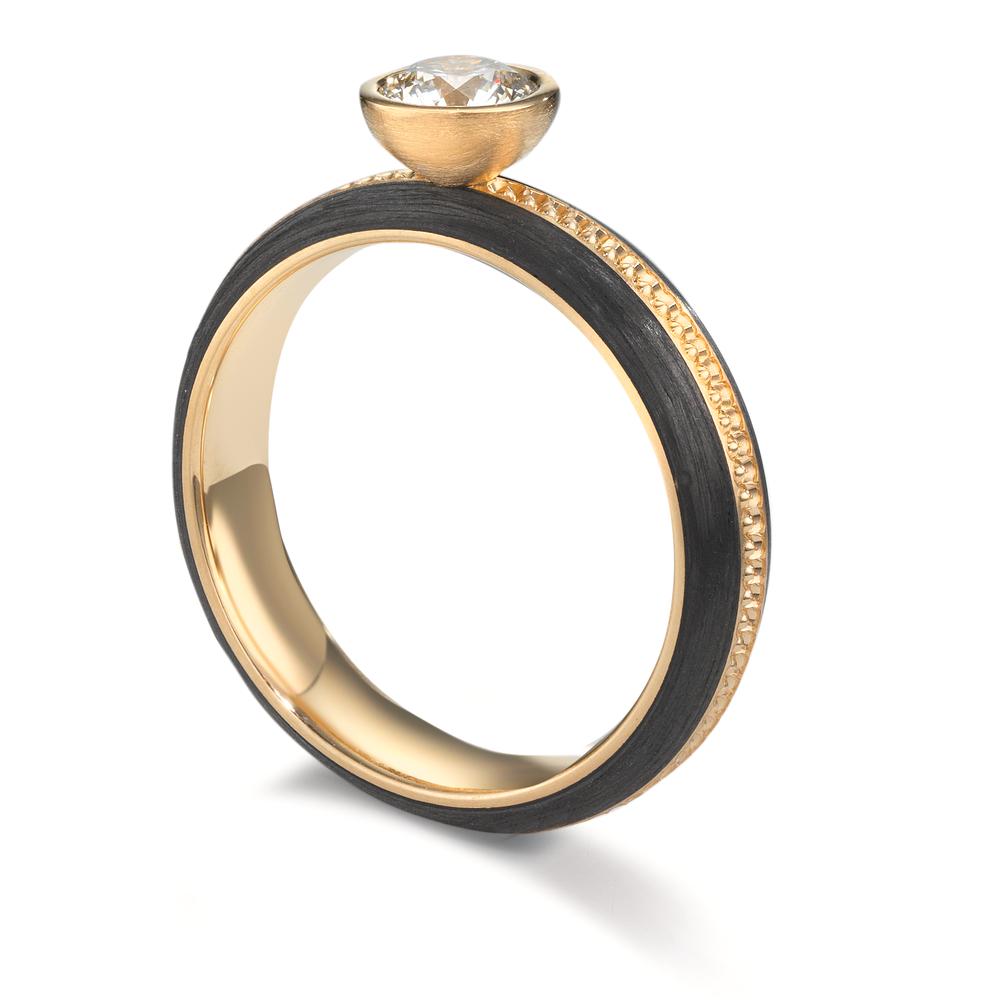 Fingerring 750/18 K Rosegold, Carbon Diamant 0.50 ct, w-si, GIA