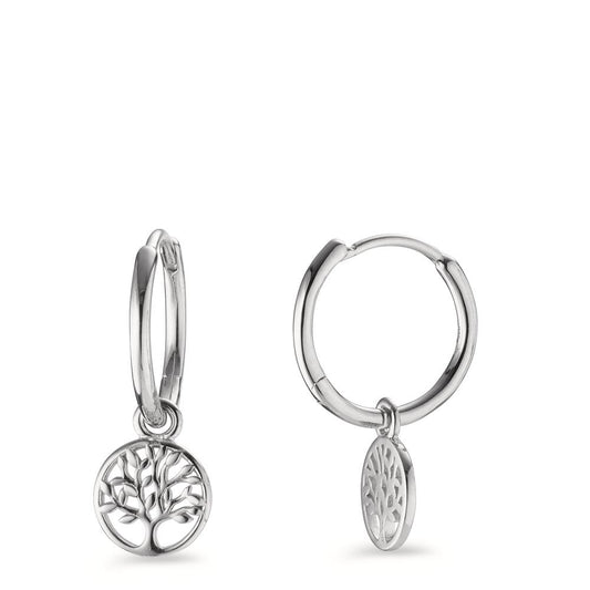 Créoles avec pendentif Argent Rhodié Arbre de la vie Ø8.5 mm