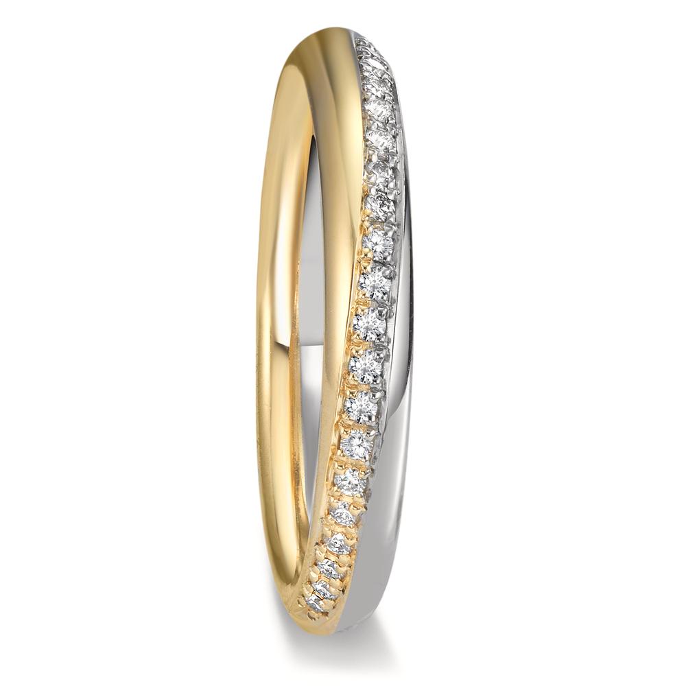 Partnerring 750/18 K Weissgold, 750/18 K Rosegold Diamant 0.10 ct, 20 Steine, tw-vsi