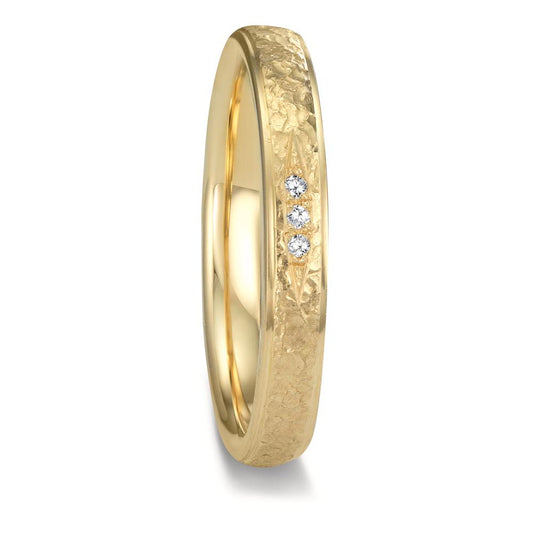 Partnerring 750/18 K Gelbgold Diamant 0.015 ct, 3 Steine, tw-vsi