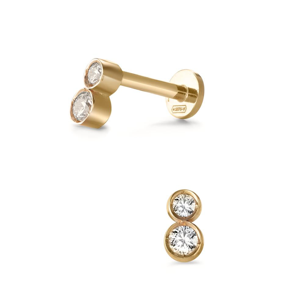 Piercing Or jaune 18K Zircone 2 Pierres