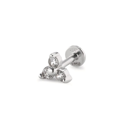 Piercing Oro bianco 750/18 carati Zirconia 3 pietra Ø5.2 mm