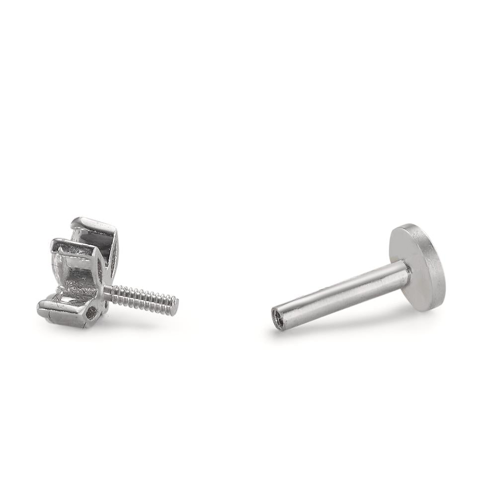 Piercing Or blanc 18K Zircone 4 Pierres Ø4.5 mm