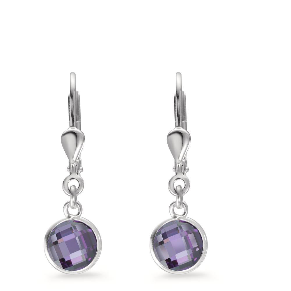 Orecchini Argento Zirconia Viola, 2 pietra Ø6 mm