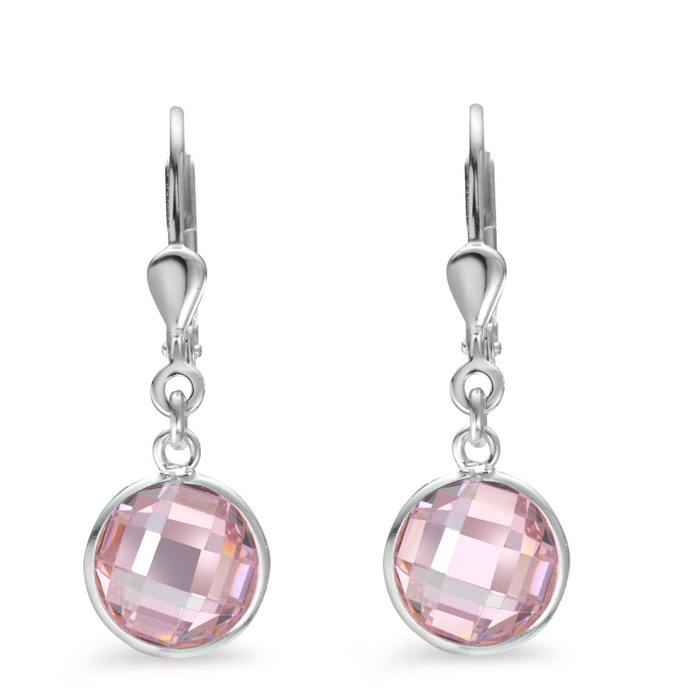 Orecchini Argento Zirconia rosa, 2 pietra Ø8 mm