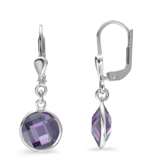 Orecchini Argento Zirconia Viola, 2 pietra Ø8 mm