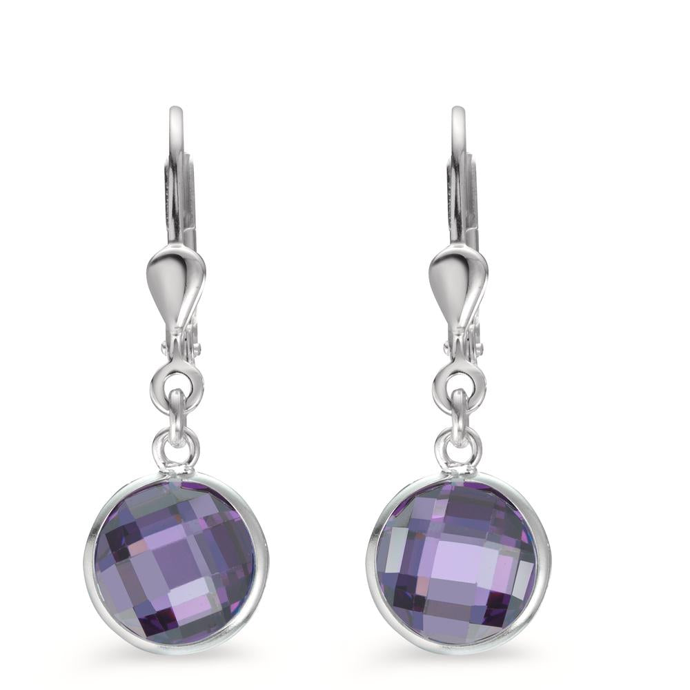 Orecchini Argento Zirconia Viola, 2 pietra Ø8 mm