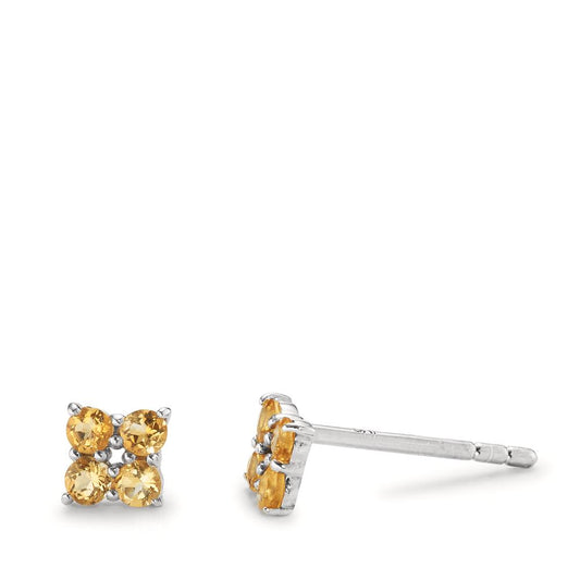 Clous d'oreilles Argent Citrine 8 Pierres Rhodié Ø4 mm