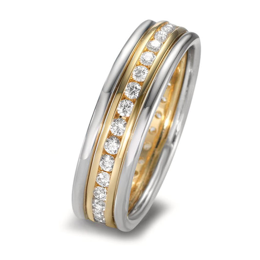 Ringset 750/18 K Gelbgold, 750/18 K Weissgold Diamant 0.50 ct, w-si